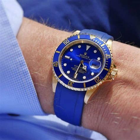 rolex submariner blue rubber band|Rolex 20mm rubber strap.